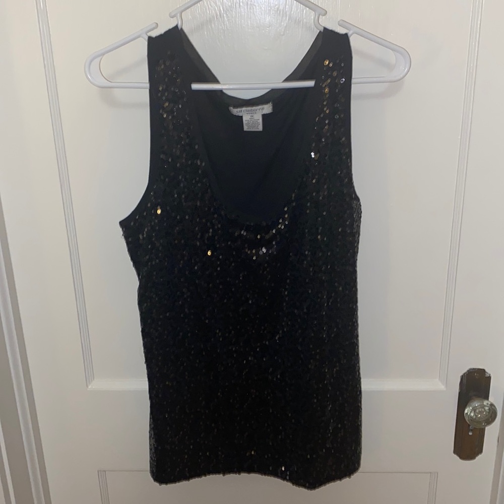 Liz Claiborne black sequined tank size 1X.